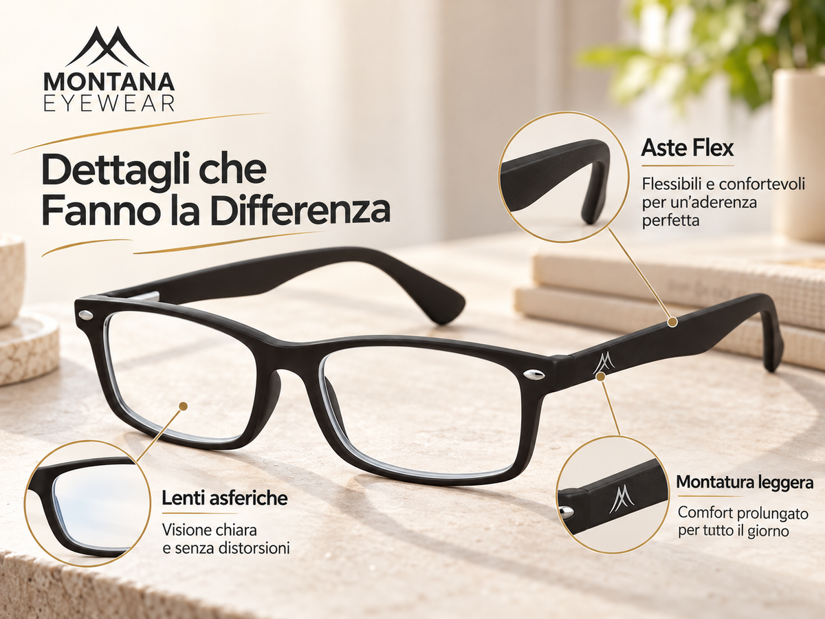 Occhiali da Lettura Montana MR83 – Lenti Asferiche e Aste Flex