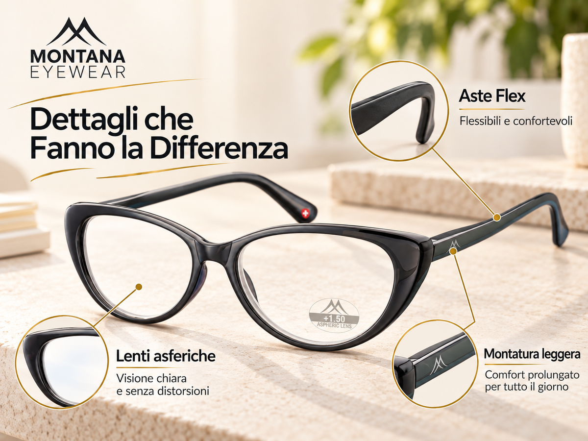 Occhiali da Lettura Donna Montana MR64 Cat Eye – Tartarugato – Lenti Asferiche